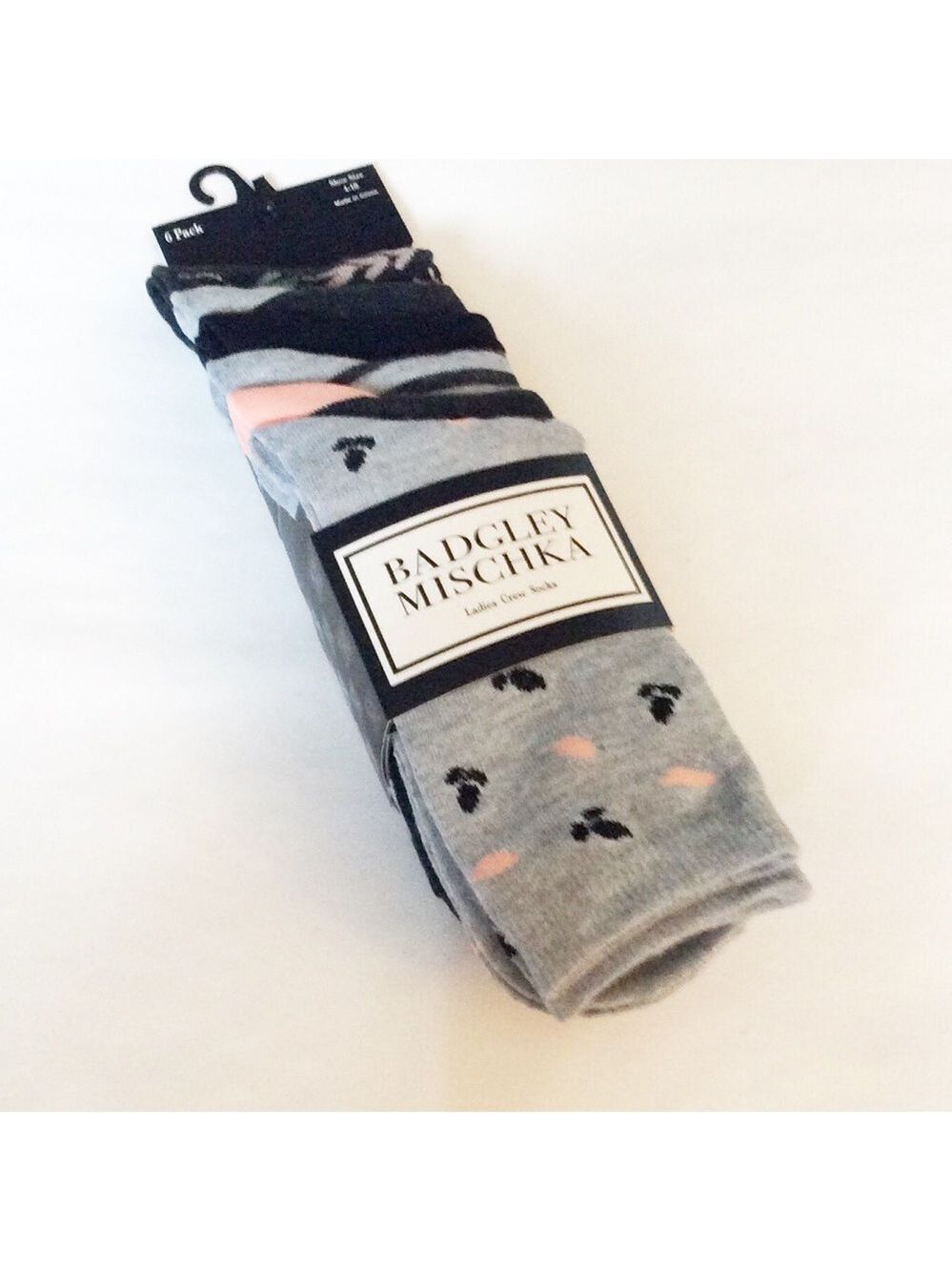 Badgley Mischka Ladies Crew Socks 6 Pairs 4 - 10